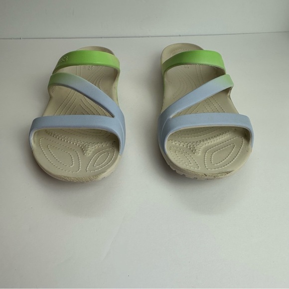 Crocs Kadee Sandals Women's size 11 Shoes Blue Green Lightweight Waterproof - Picture 6 of 11